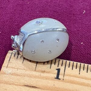 Avon Silver and White Ladybug Brooch